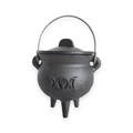 Witch cauldron with lid and handle on a white background