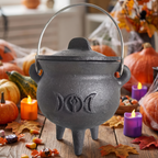 Witch cauldron used as a candy bowl on trick or treat night