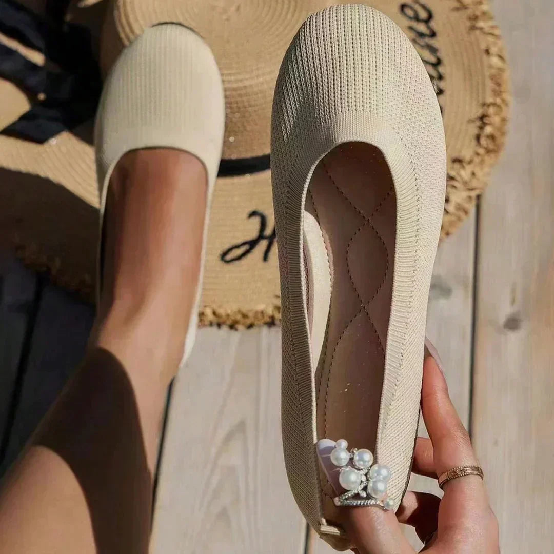 Beige slip-on ballet flats