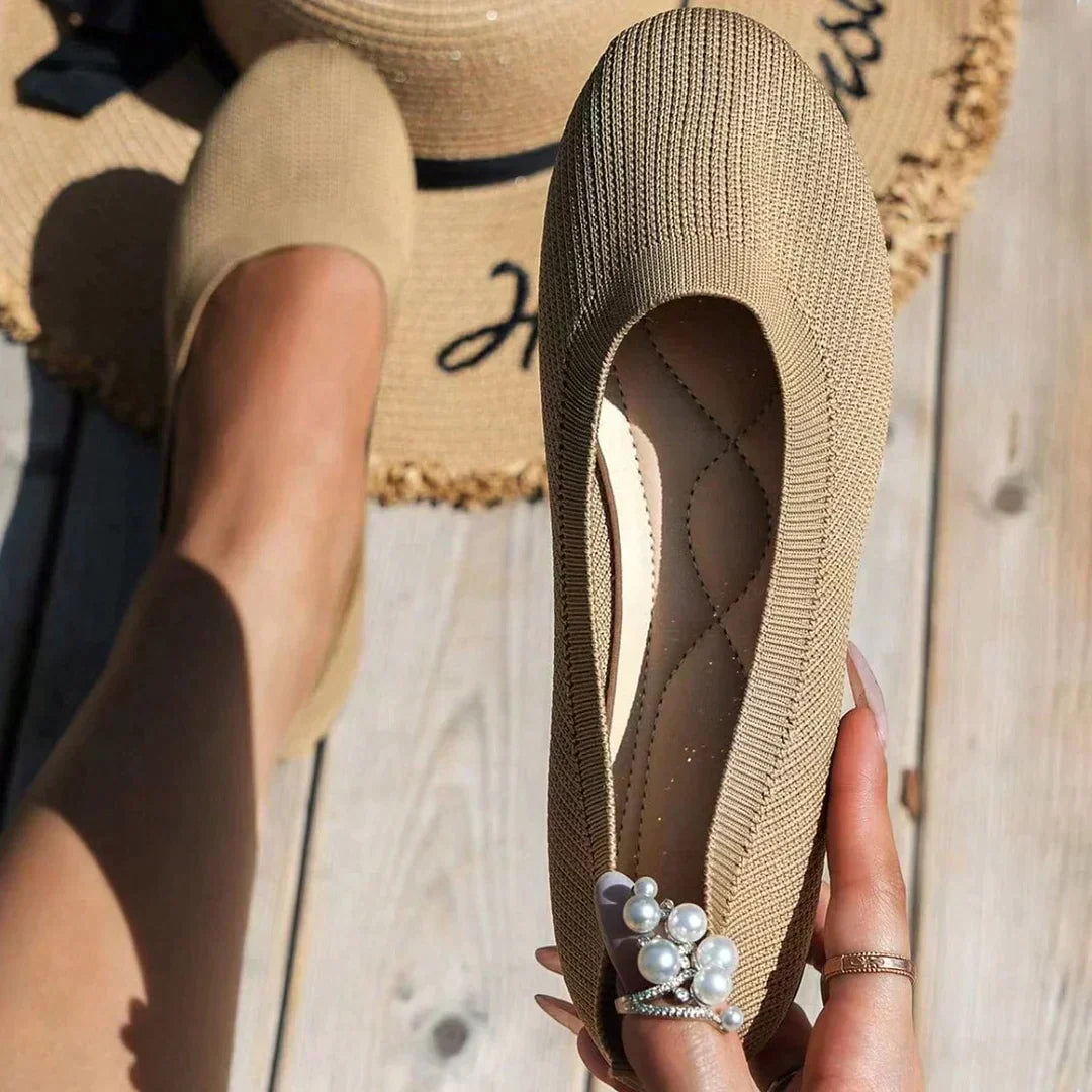 Camel slip-on ballet flats