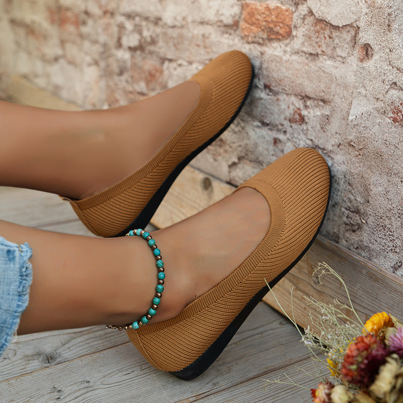 Khaki slip-on ballet flats