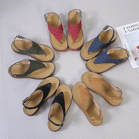 Women's cushioned-footbed sandals, close-up detail