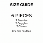 Contents guide showing 6 pieces, one size fits most