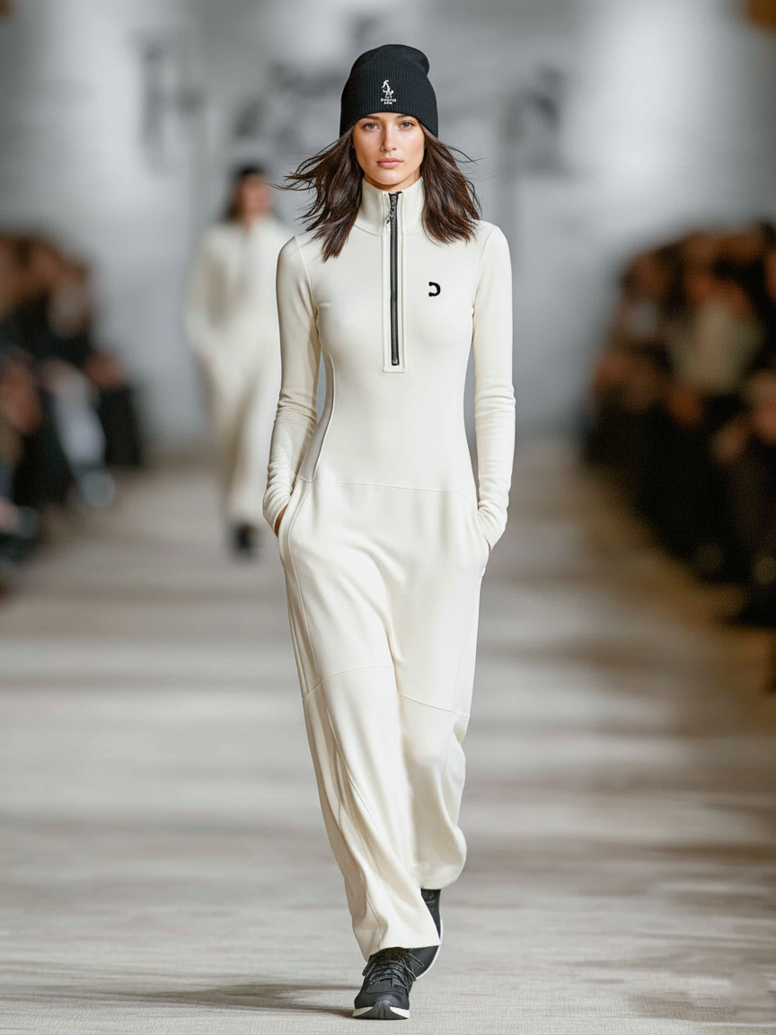 Ivory white zip collar maxi dress